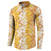 Hawaiian Lei Day Button Sweatshirt Gold Hibiscus Flowers Lei Art LT9 - Polynesian Pride