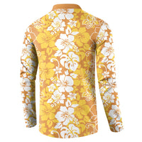 Hawaiian Lei Day Button Sweatshirt Gold Hibiscus Flowers Lei Art LT9 - Polynesian Pride
