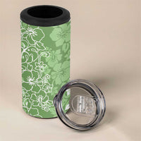 Hawaiian Lei Day 4 in 1 Can Cooler Tumbler Green Hibiscus Flowers Lei Art LT9 - Polynesian Pride