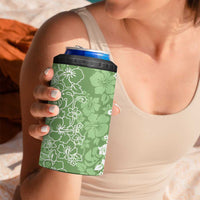 Hawaiian Lei Day 4 in 1 Can Cooler Tumbler Green Hibiscus Flowers Lei Art LT9 - Polynesian Pride