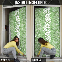 Hawaiian Lei Day Door Cover Green Hibiscus Flowers Lei Art - Polynesian Pride