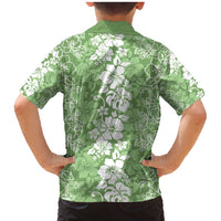 Hawaiian Lei Day Family Matching Mermaid Dress and Hawaiian Shirt Green Hibiscus Flowers Lei Art LT9 - Polynesian Pride