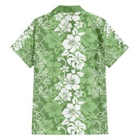 Hawaiian Lei Day Family Matching Off Shoulder Maxi Dress and Hawaiian Shirt Green Hibiscus Flowers Lei Art LT9 - Polynesian Pride