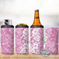 Hawaiian Lei Day 4 in 1 Can Cooler Tumbler Pink Hibiscus Flowers Lei Art LT9 - Polynesian Pride