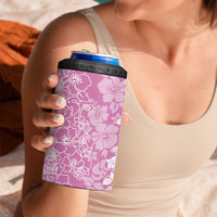 Hawaiian Lei Day 4 in 1 Can Cooler Tumbler Pink Hibiscus Flowers Lei Art LT9 - Polynesian Pride