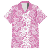 Hawaiian Lei Day Family Matching Summer Maxi Dress and Hawaiian Shirt Pink Hibiscus Flowers Lei Art LT9 Dad's Shirt - Short Sleeve Pink - Polynesian Pride