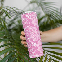 Hawaiian Lei Day Skinny Tumbler Pink Hibiscus Flowers Lei Art LT9 - Polynesian Pride