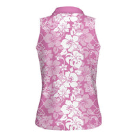 Hawaiian Lei Day Women Sleeveless Polo Shirt Pink Hibiscus Flowers Lei Art LT9 - Polynesian Pride