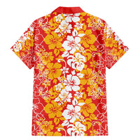 Hawaiian Lei Day Family Matching Mermaid Dress and Hawaiian Shirt Red Hibiscus Flowers Lei Art LT9 - Polynesian Pride