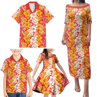 Hawaiian Lei Day Family Matching Puletasi and Hawaiian Shirt Red Hibiscus Flowers Lei Art LT9 - Polynesian Pride