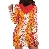 Hawaiian Lei Day Hoodie Dress Red Hibiscus Flowers Lei Art LT9 - Polynesian Pride