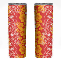 Hawaiian Lei Day Skinny Tumbler Red Hibiscus Flowers Lei Art LT9 Red - Polynesian Pride