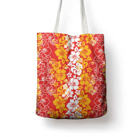 Hawaiian Lei Day Tote Bag Red Hibiscus Flowers Lei Art - Polynesian Pride