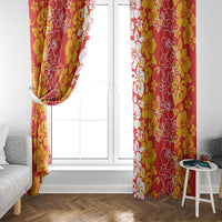 Hawaiian Lei Day Window Curtain Red Hibiscus Flowers Lei Art