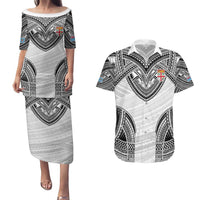 Flying Fijians Pacific Fiji Rugby Custom Couples Matching Puletasi and Hawaiian Shirt Polynesian Pattern