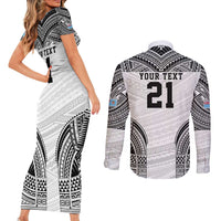 Flying Fijians Pacific Fiji Rugby Custom Couples Matching Short Sleeve Bodycon Dress and Long Sleeve Button Shirt Polynesian Pattern