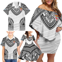 Flying Fijians Pacific Fiji Rugby Custom Family Matching Off Shoulder Short Dress and Hawaiian Shirt Polynesian Pattern LT9 - Polynesian Pride