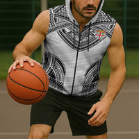 Flying Fijians Pacific Fiji Rugby Custom Sleeveless Zip Hoodie Polynesian Pattern - Polynesian Pride