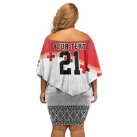 Ikale Tahi Pacific Tonga Rugby Custom Family Matching Off Shoulder Short Dress and Hawaiian Shirt Tongan Ngatu with Flag Pattern LT9 - Polynesian Pride