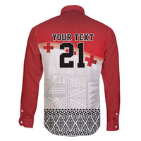 Ikale Tahi Pacific Tonga Rugby Custom Family Matching Puletasi and Hawaiian Shirt Tongan Ngatu with Flag Pattern