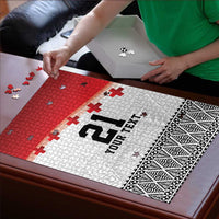 Ikale Tahi Pacific Tonga Rugby Custom Puzzle Tongan Ngatu with Flag Pattern - Polynesian Pride