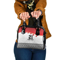 Ikale Tahi Pacific Tonga Rugby Custom Shoulder Handbag Tongan Ngatu with Flag Pattern