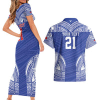 Manu Samoa Pacific Samoa Rugby Custom Couples Matching Short Sleeve Bodycon Dress and Hawaiian Shirt Polynesian Pattern