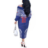 Manu Samoa Pacific Samoa Rugby Custom Off The Shoulder Long Sleeve Dress Polynesian Pattern