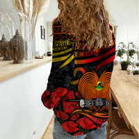 Custom PNG Remembrance Day Women Casual Shirt Polynesian Tribal and Poppy LT9 - Polynesian Pride