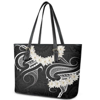 White Sunday Tokelau Gardenia Thunbergia Leather Tote Bag Fakamalo Atu Kia Te Koutou Uma LT9 - Polynesian Pride