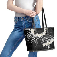 White Sunday Tokelau Gardenia Thunbergia Leather Tote Bag Fakamalo Atu Kia Te Koutou Uma LT9 - Polynesian Pride