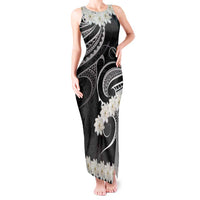 White Sunday Tokelau Gardenia Thunbergia Tank Maxi Dress Fakamalo Atu Kia Te Koutou Uma LT9 Women Black - Polynesian Pride