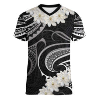 White Sunday Tokelau Gardenia Thunbergia Women V-Neck T-Shirt Fakamalo Atu Kia Te Koutou Uma LT9 Female Black - Polynesian Pride