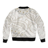 Tokelau Gardenia Thunbergia Bomber Jacket Black Polynesian Art Vibe
