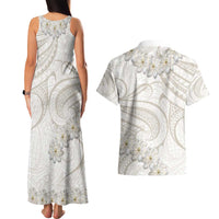Tokelau Gardenia Thunbergia Couples Matching Tank Maxi Dress and Hawaiian Shirt Polynesian Art Vibe LT9 - Polynesian Pride