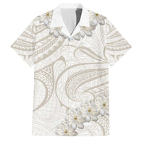 Tokelau Gardenia Thunbergia Family Matching Puletasi and Hawaiian Shirt Polynesian Art Vibe LT9 Dad's Shirt - Short Sleeve White - Polynesian Pride