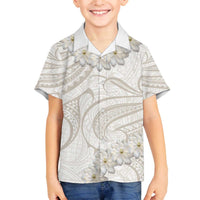 Tokelau Gardenia Thunbergia Family Matching Puletasi and Hawaiian Shirt Polynesian Art Vibe LT9 Son's Shirt White - Polynesian Pride