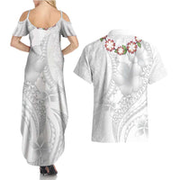 Manuia le Aso Sa o Tamaiti Tonga Couples Matching Summer Maxi Dress and Hawaiian Shirt White Sunday Heilala Lei LT9 - Polynesian Pride