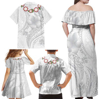 Manuia le Aso Sa o Tamaiti Tonga Family Matching Off Shoulder Maxi Dress and Hawaiian Shirt White Sunday Heilala Lei LT9 - Polynesian Pride