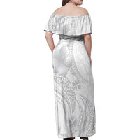 Manuia le Aso Sa o Tamaiti Tonga Family Matching Off Shoulder Maxi Dress and Hawaiian Shirt White Sunday Heilala Lei LT9 - Polynesian Pride