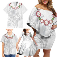 Manuia le Aso Sa o Tamaiti Tonga Family Matching Off Shoulder Short Dress and Hawaiian Shirt White Sunday Heilala Lei LT9 - Polynesian Pride
