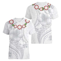 Manuia le Aso Sa o Tamaiti Tonga Women V-Neck T-Shirt White Sunday Heilala Lei LT9 - Polynesian Pride