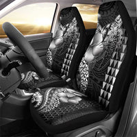 Hawaiian Sea Turtle Car Seat Cover Black Hibiscus Flowers and Kakau Pattern