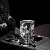 Hawaiian Sea Turtle Tumbler Cup Black Hibiscus Flowers and Kakau Pattern