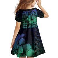 Hawaiian Sea Turtle Family Matching Tank Maxi Dress and Hawaiian Shirt Blue Hibiscus Flowers and Kakau Pattern LT9 - Polynesian Pride