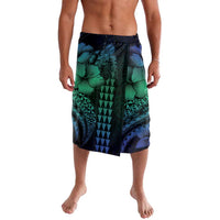 Hawaiian Sea Turtle Lavalava Blue Hibiscus Flowers and Kakau Pattern LT9 Blue - Polynesian Pride