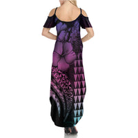 Hawaiian Sea Turtle Family Matching Summer Maxi Dress and Hawaiian Shirt Pink Hibiscus Flowers and Kakau Pattern LT9 - Polynesian Pride