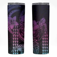 Hawaiian Sea Turtle Skinny Tumbler Pink Hibiscus Flowers and Kakau Pattern LT9 Pink - Polynesian Pride