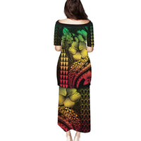 Hawaiian Sea Turtle Family Matching Puletasi and Hawaiian Shirt Reggae Hibiscus Flowers and Kakau Pattern LT9 - Polynesian Pride