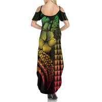 Hawaiian Sea Turtle Family Matching Summer Maxi Dress and Hawaiian Shirt Reggae Hibiscus Flowers and Kakau Pattern LT9 - Polynesian Pride